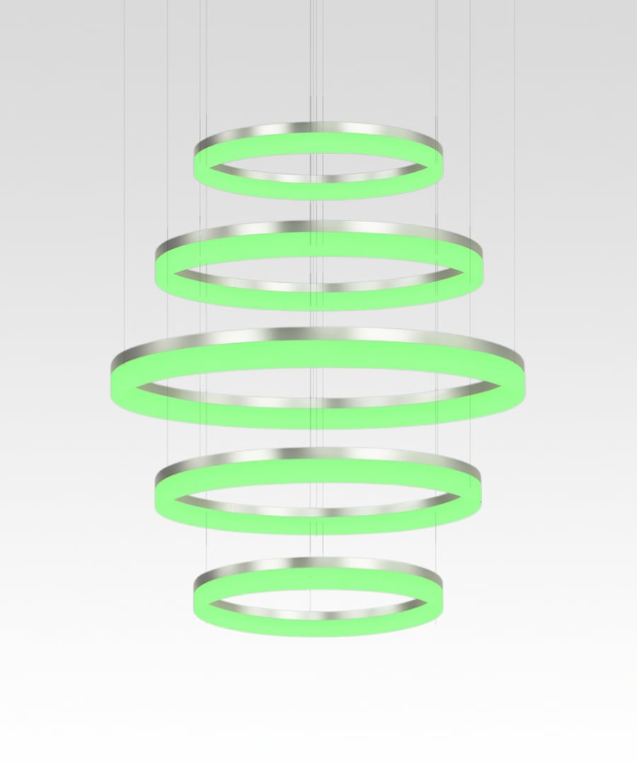 5-Tier RGBW Color-Changing LED Ring Chandelier Pendant Downlight