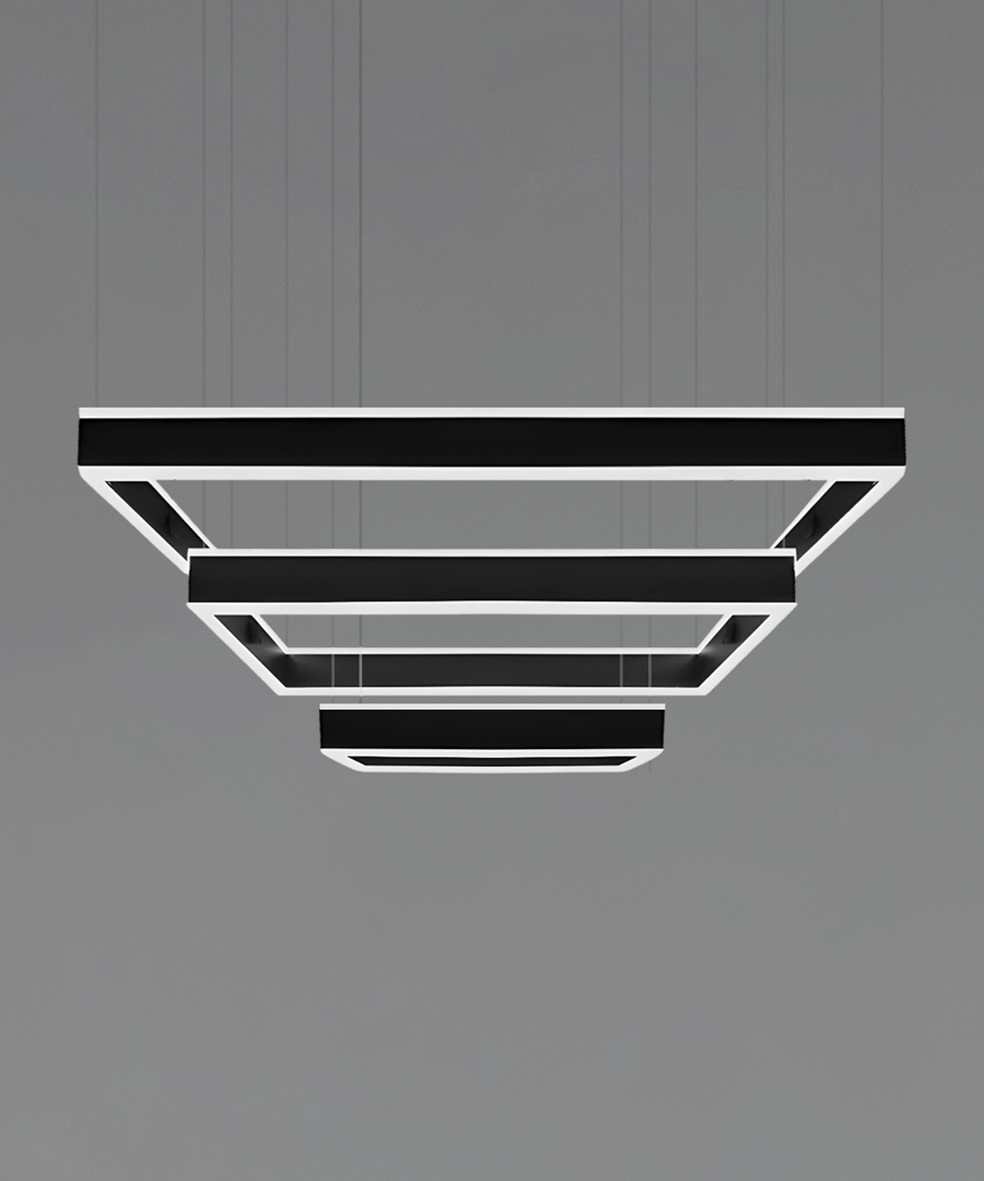 Architectural 3-Tier Rectangular LED Chandelier