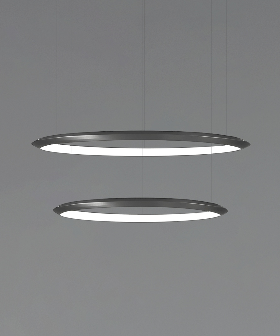 2-Tier Suspended Architectural LED Ring Chandelier