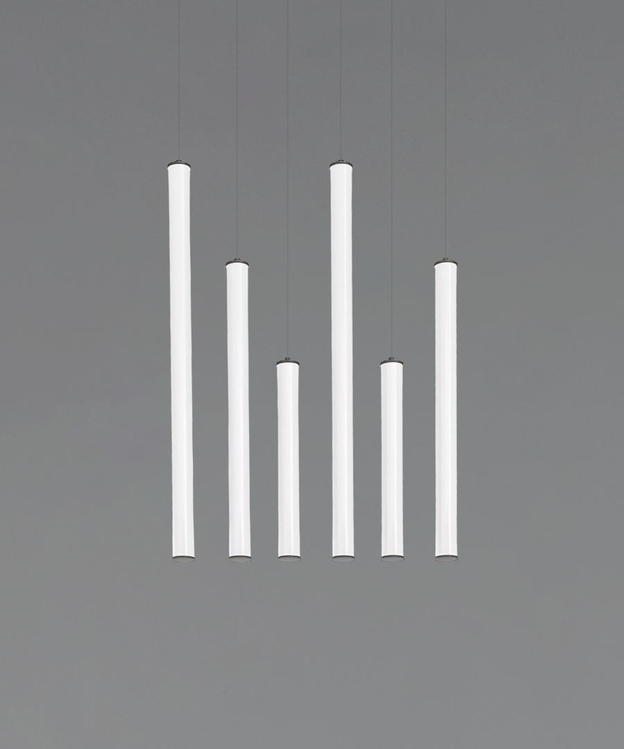 Architectural 6-Light Linear Canopy LED Tube Suspension Light