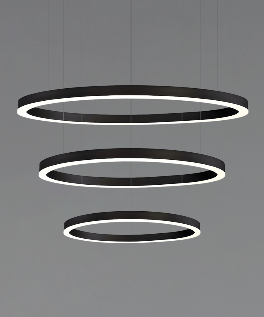 3-Tier Large Round Chandelier LED Ring Pendant Light