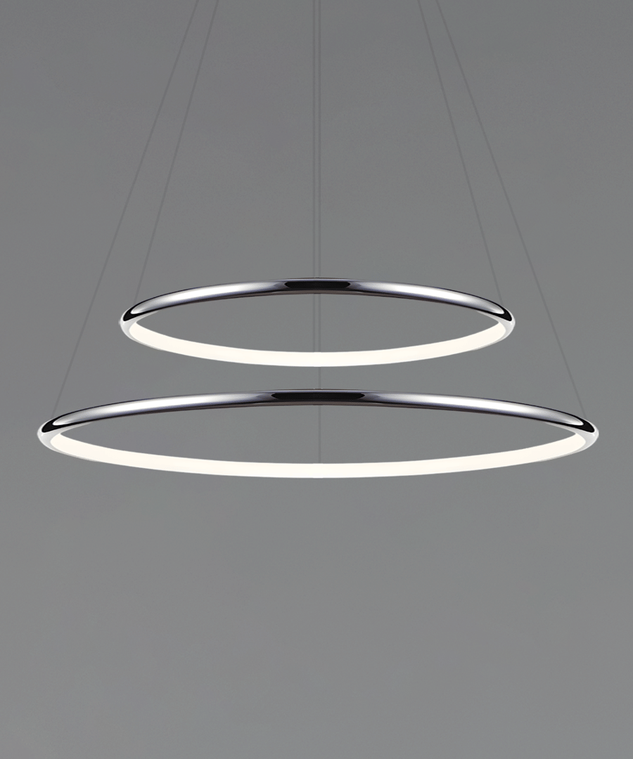 2-Tier Large Round Chandelier LED Ring Pendant Light