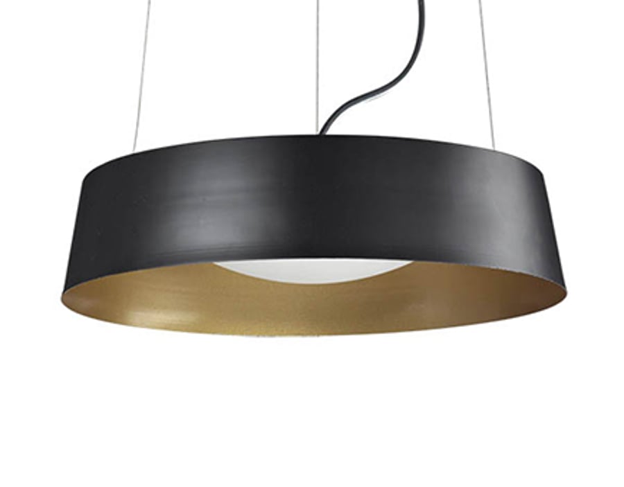 Kuzco 401207-LED Round Black Shade Single Lamp LED Pendant