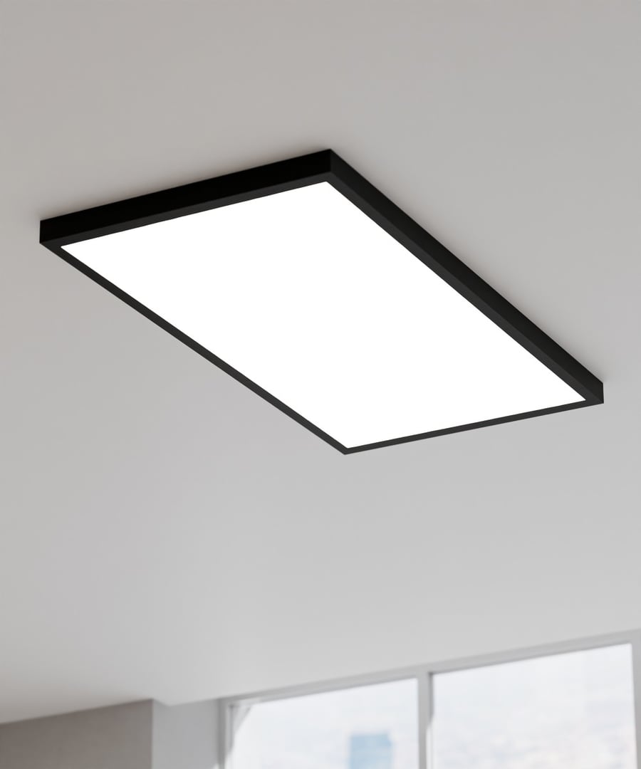 Black Surface-Mount Back-Lit LED Panel Ceiling Light
