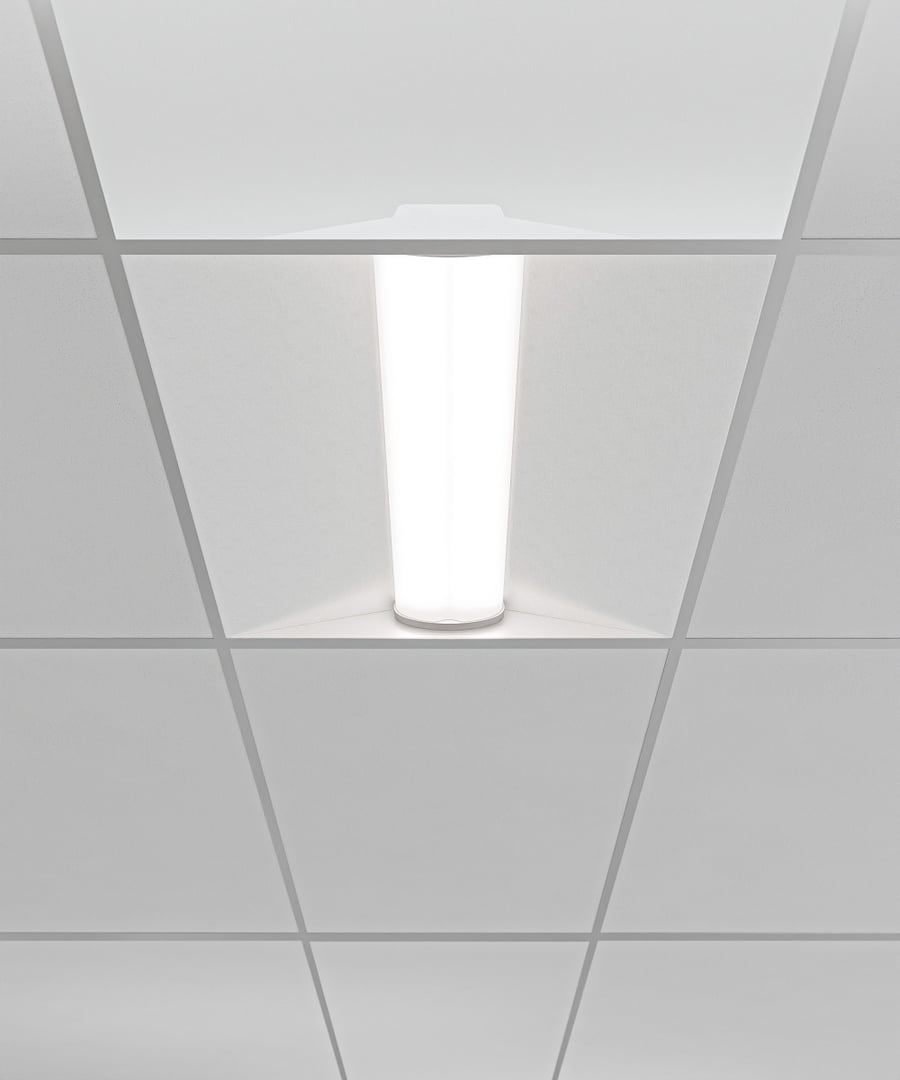 Ribbed Fluted Center-Basket Recessed LED Troffer Light