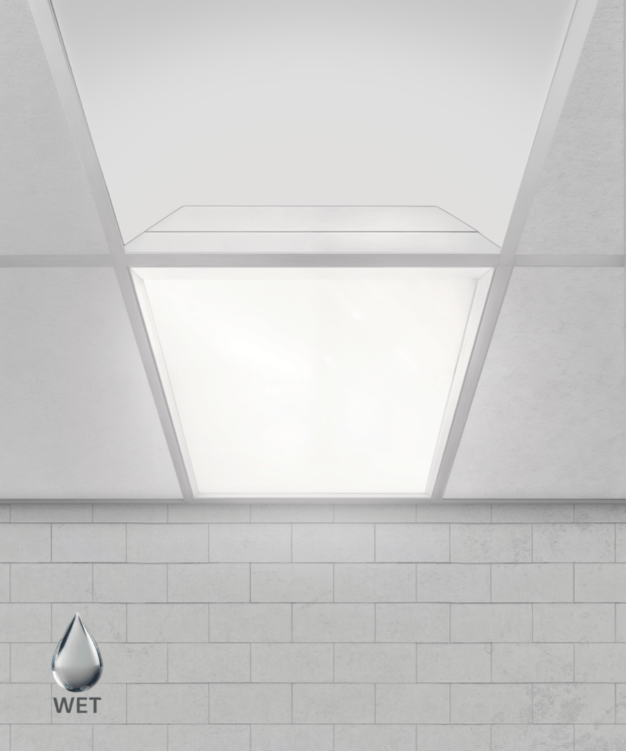 Wet Location Prismatic Recessed LED Troffer Light