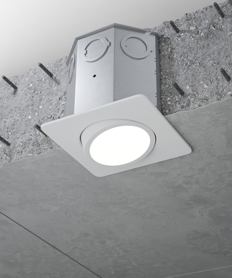 4-Inch Square Adjustable Gimbal Recessed Concrete Ceiling Downlight