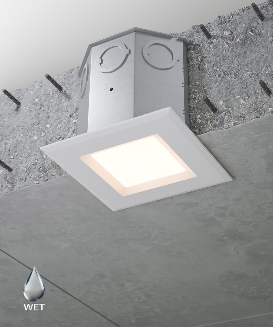 4-Inch Square Architectural Recessed Concrete Ceiling Downlight