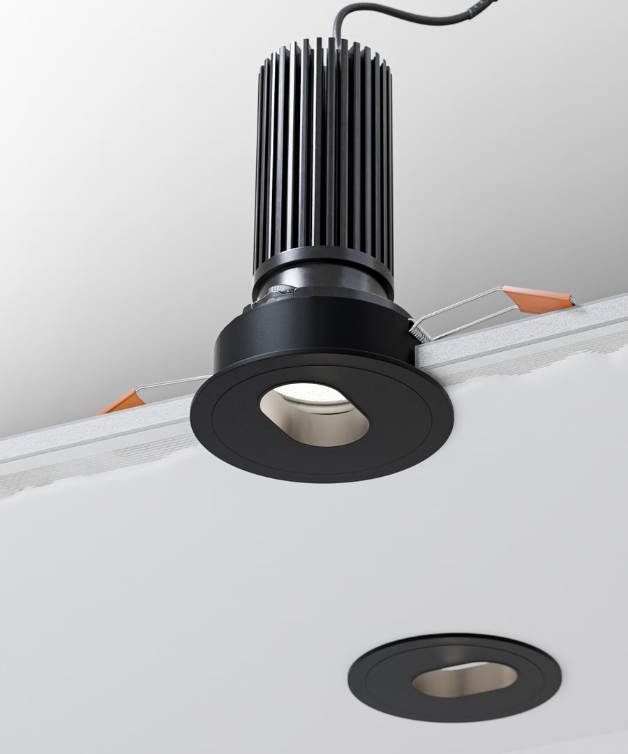 3-Inch Oval Pinhole Adjustable LED Recessed Downlight, Black Trim