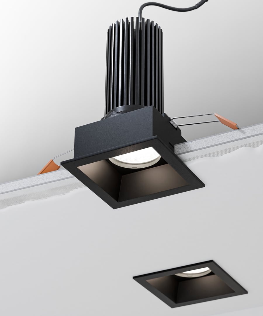 3-Inch Square Adjustable LED Recessed Downlight, Black Trim