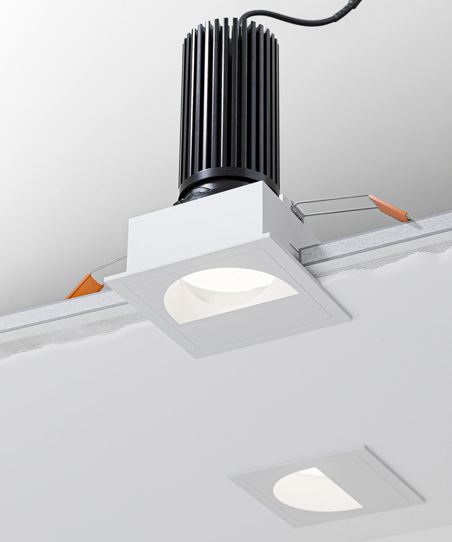 3-Inch Square Wall Wash Adjustable LED Recessed Downlight, White Trim