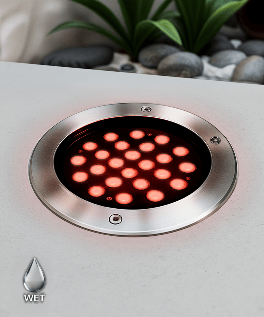 9-Inch In-Ground RGBW Color-Changing LED Well Light