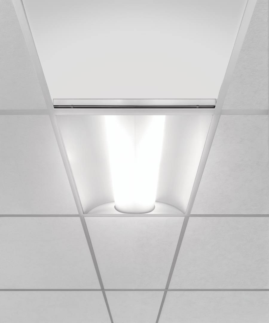 Satin Frosted Center-Basket Recessed LED Troffer Light