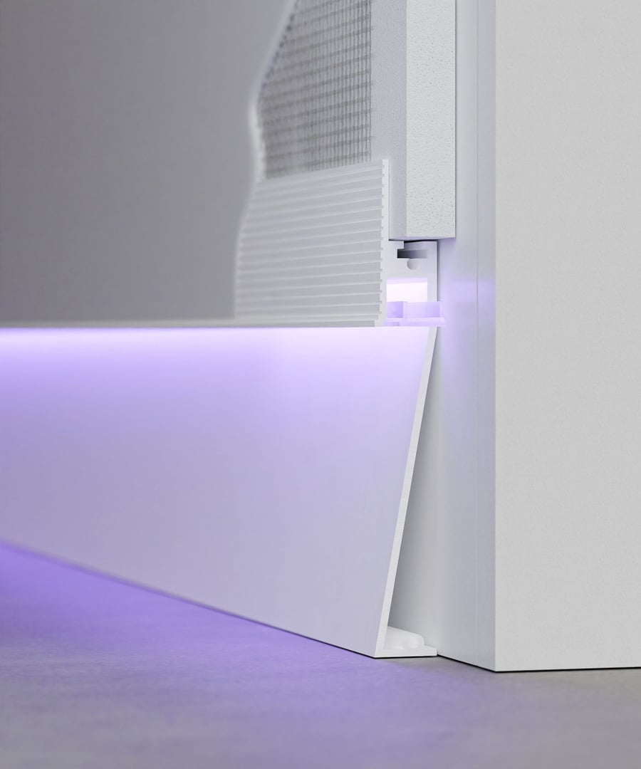 Angled Toe-Kick RGBW Color-Changing LED Baseboard Light Strip