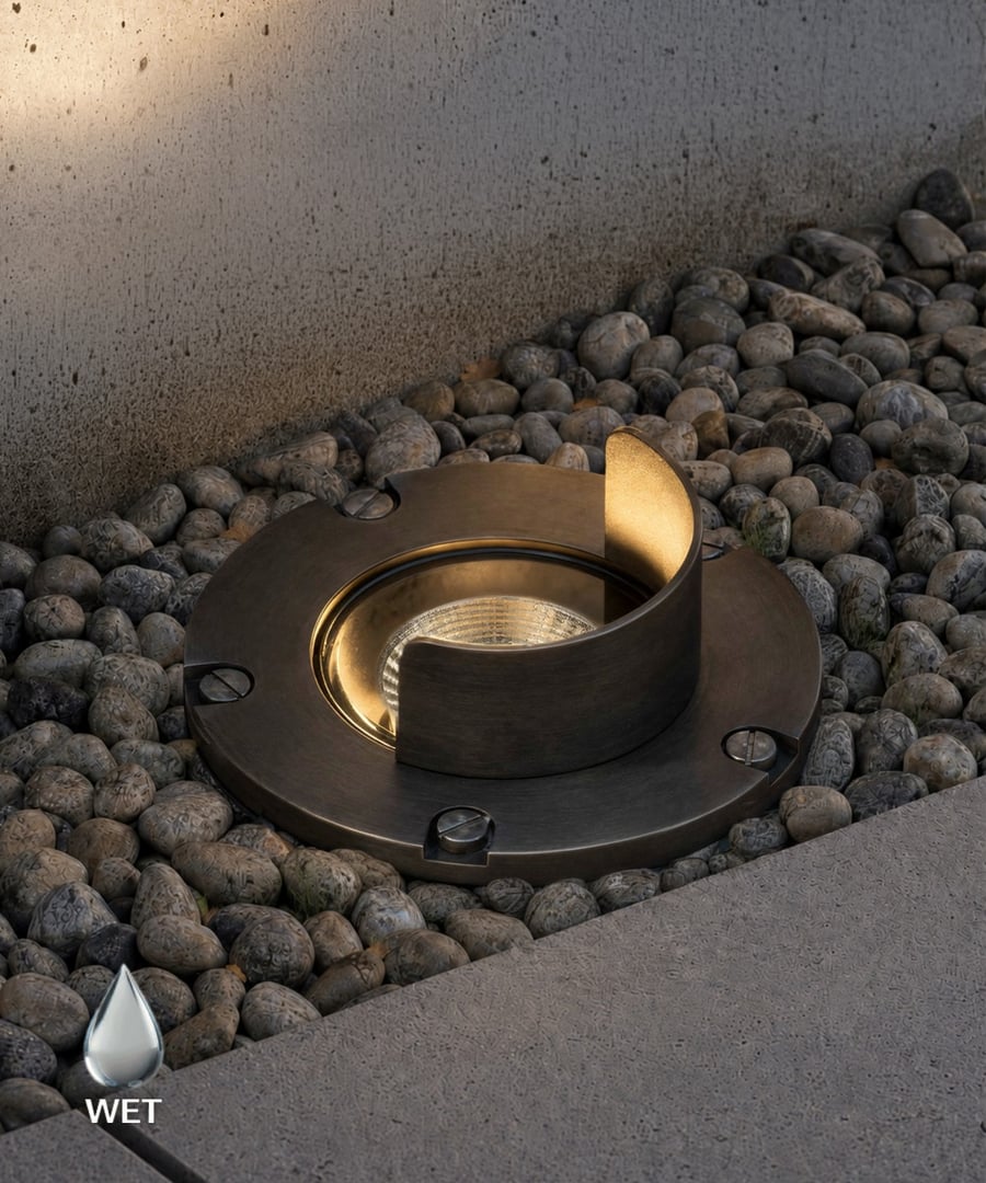5-Inch Drive-Over Cast Brass LED Well Light with Short Shroud