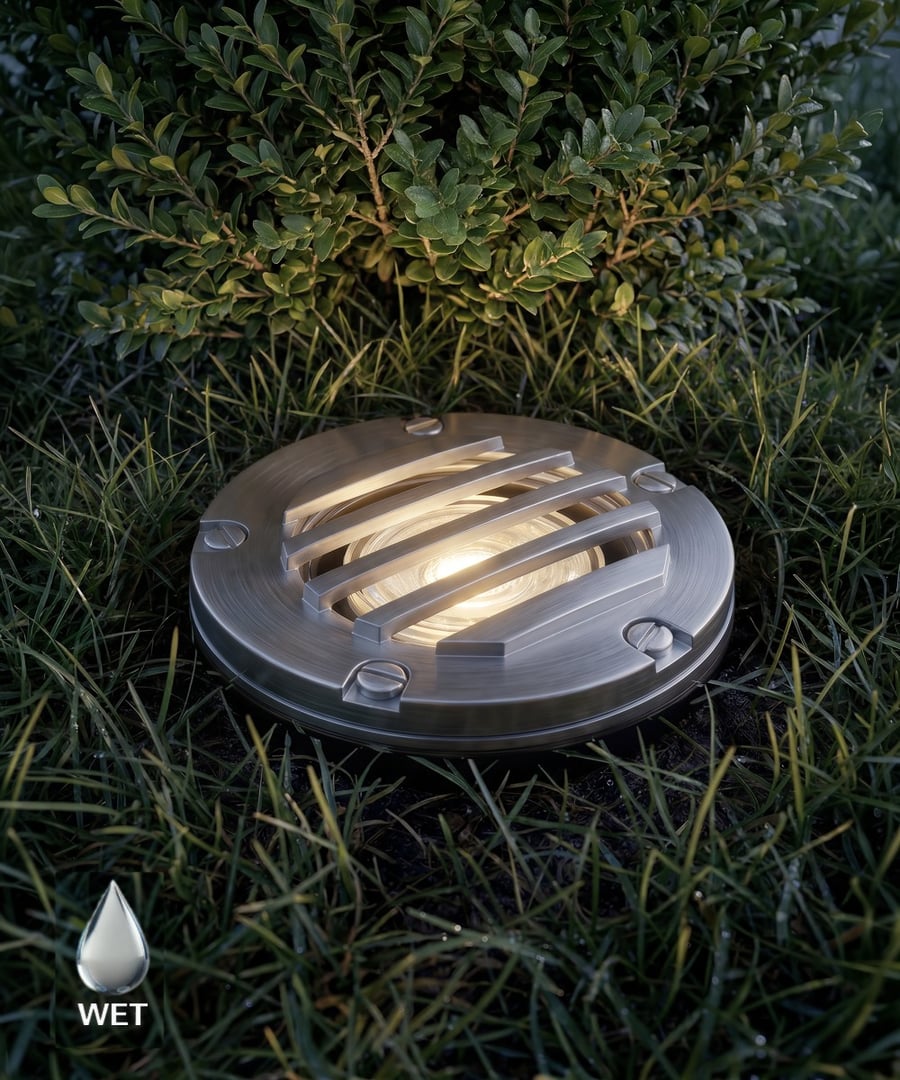 5-Inch Drive-Over Stainless Steel LED Well Light with Grill Plate