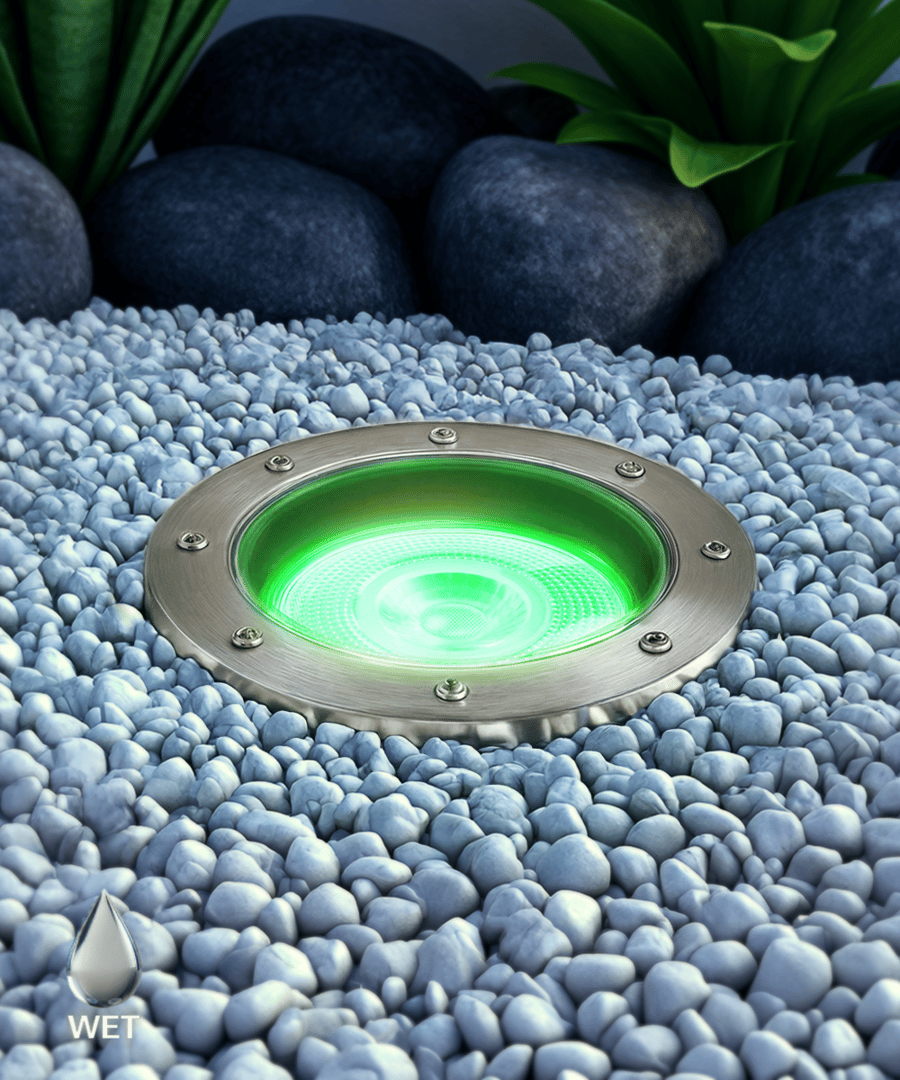 8-Inch RGBW Color-Changing In-Ground LED Well Light