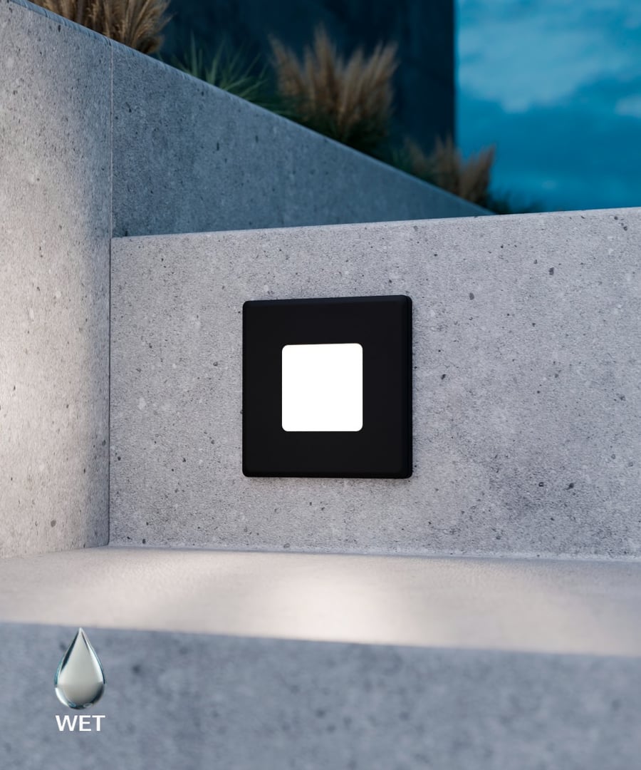 Square Translucent LED Open Lens Recessed Pathway and Step Light