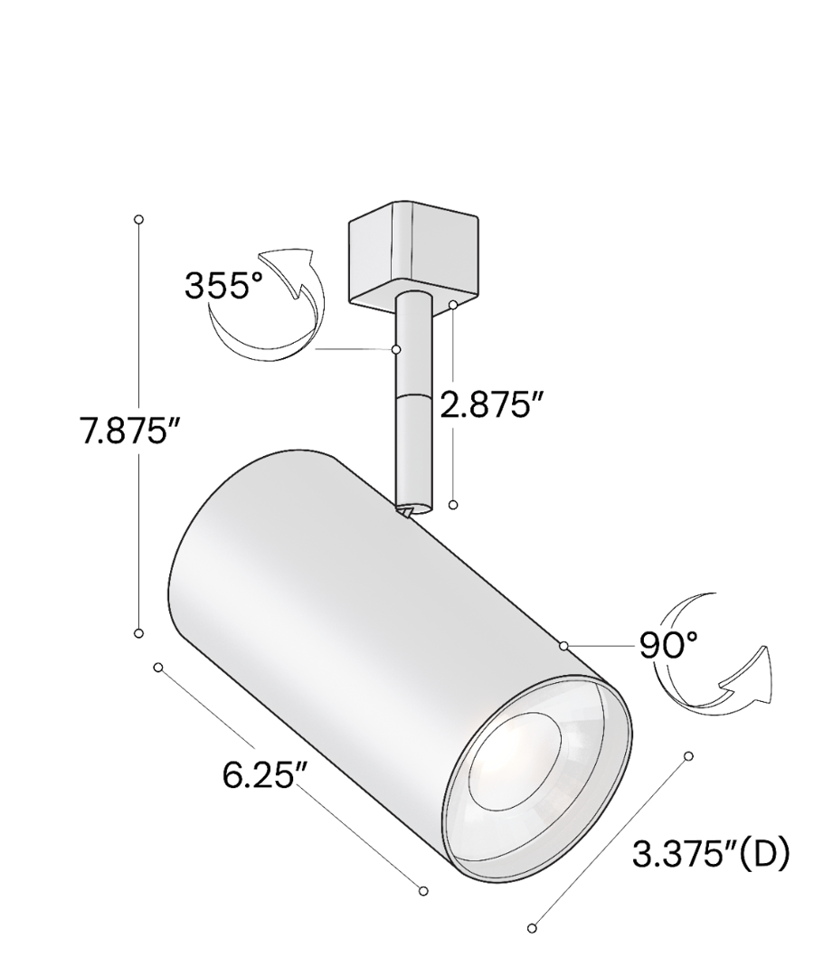3.5-Inch Architectural Cylinder LED Track Light Head