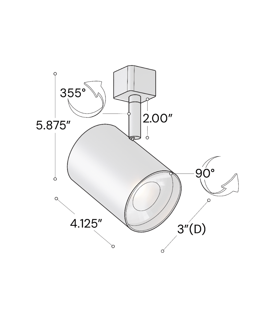  3-Inch Architectural Cylinder LED Track Light Head