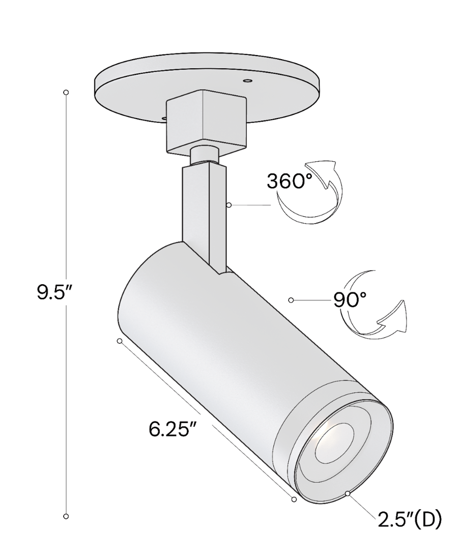 2.7-Inch Adjustable Optics LED Monopoint Light with CCT Selection