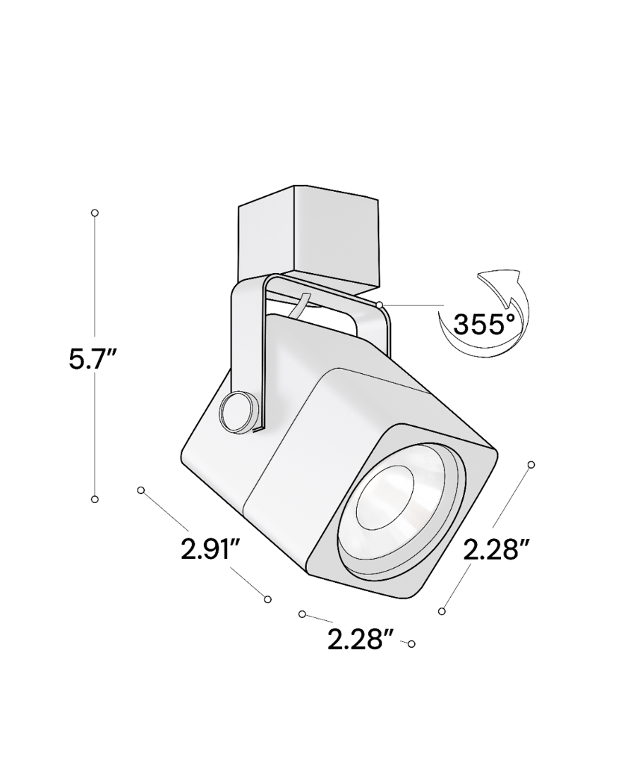 2.5-Inch Square LED Track Light Head
