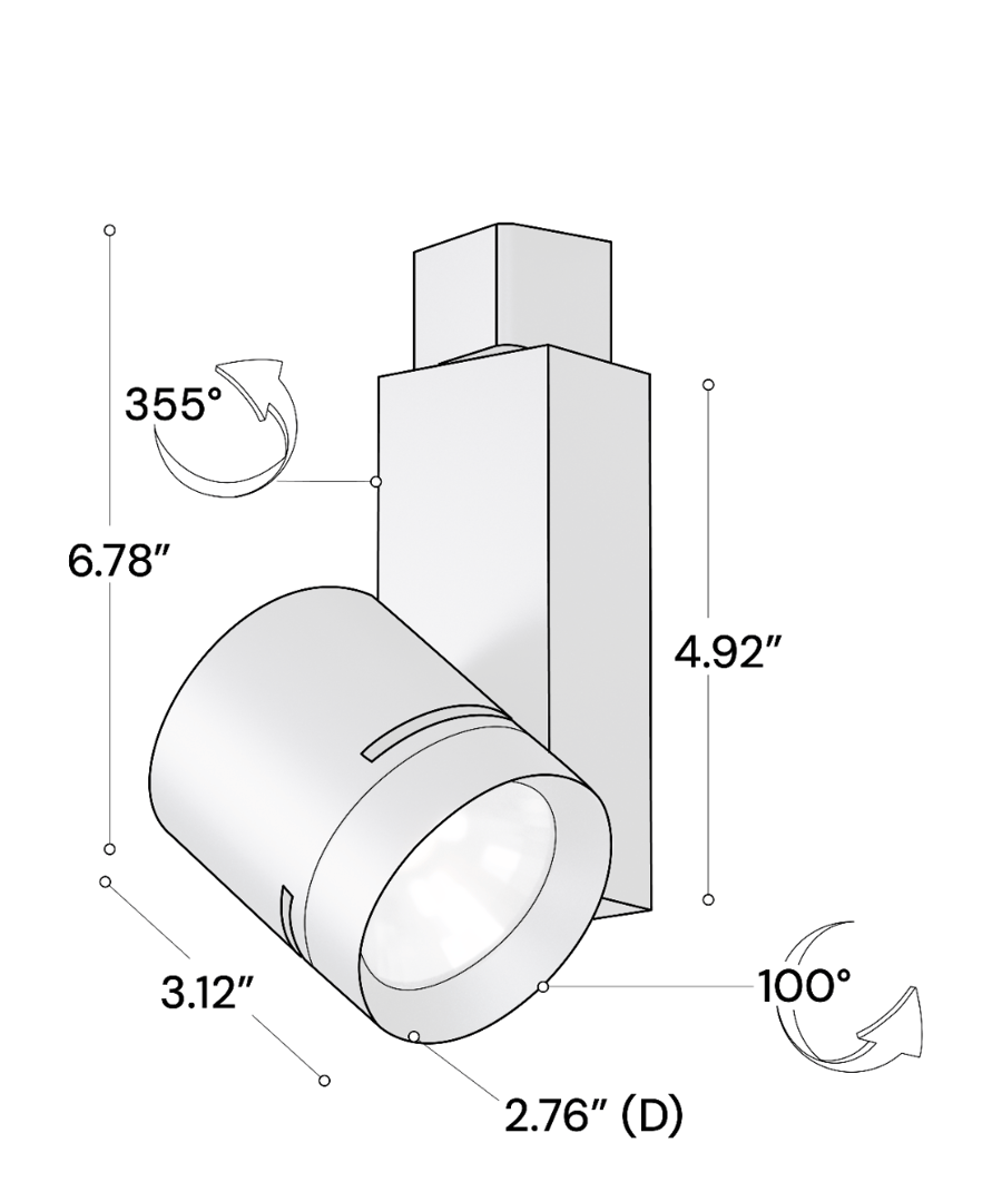  2.8 Inch Architectural LED Track Light Head