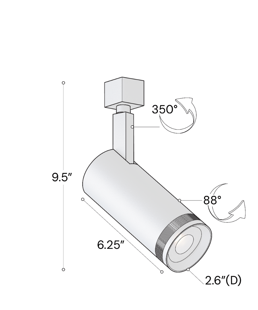 2.7-Inch Adjustable Optics LED Track Light with CCT Selection