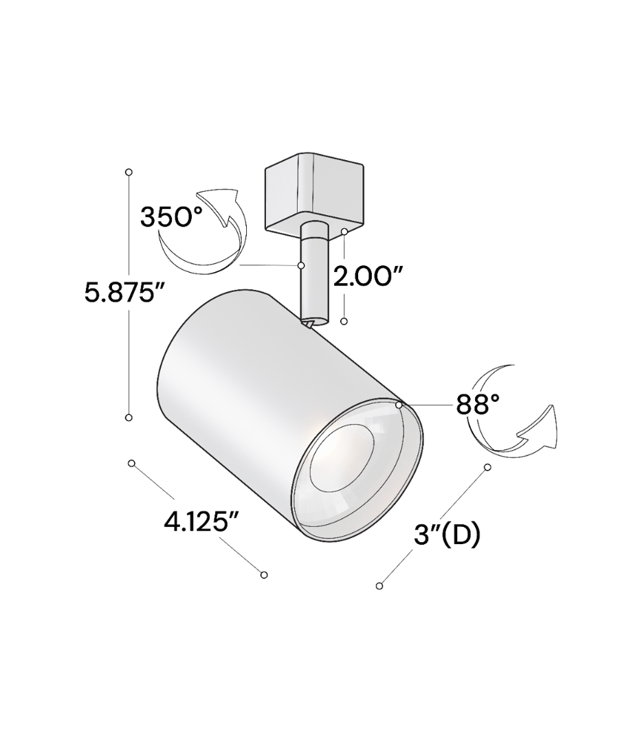 3-Inch Architectural Cylinder LED Track Light Head