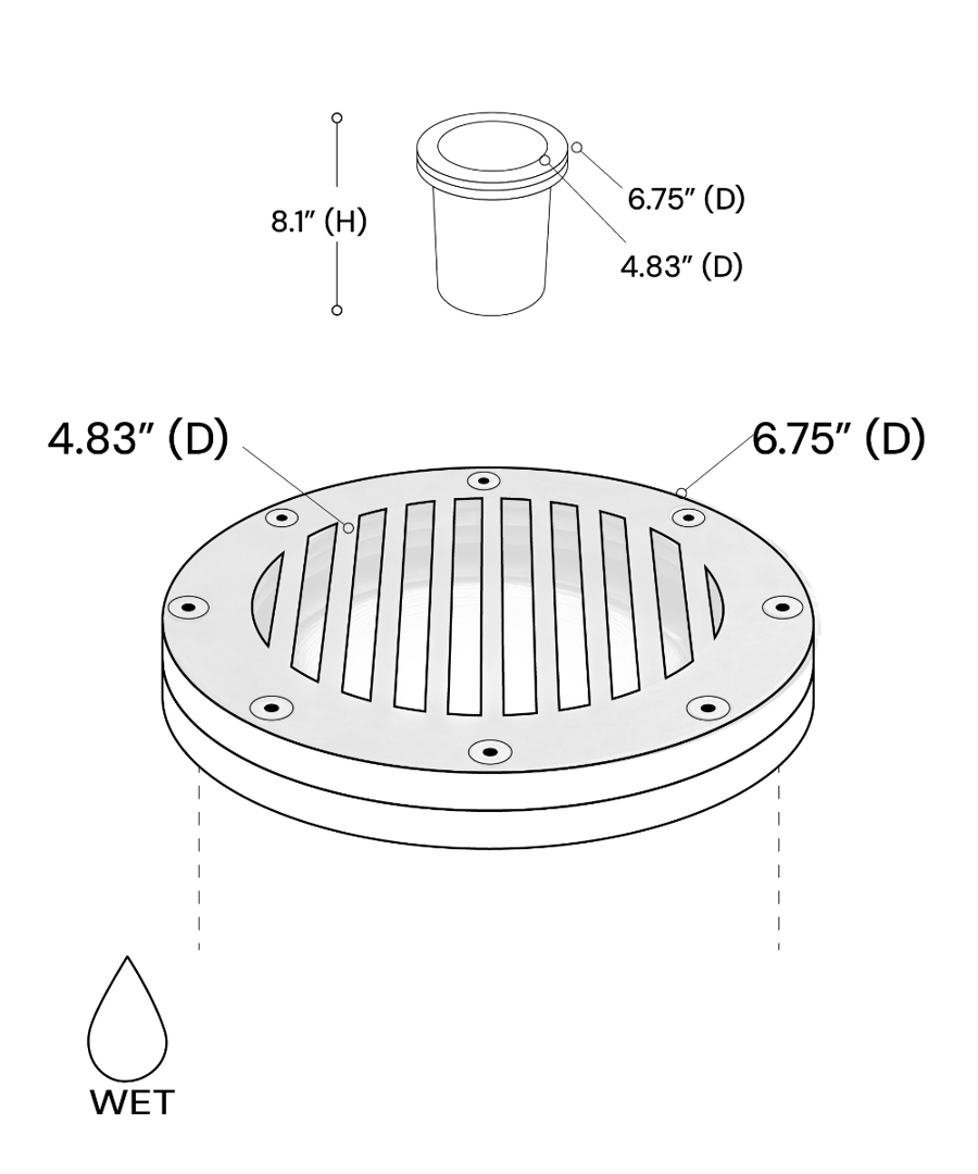 7-Inch Grilled RGBW Color-Changing LED Well Light