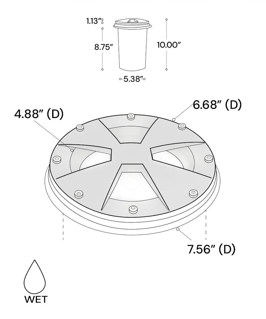 8-Inch In-Ground RGBW Color-Changing LED Well Light