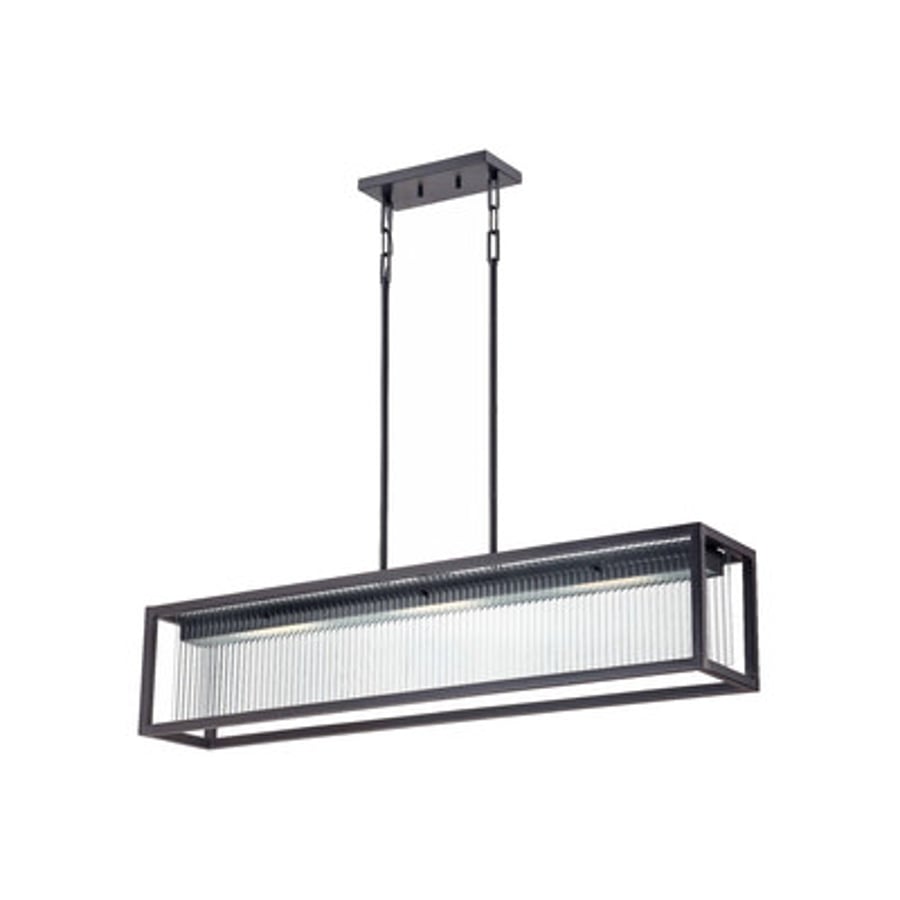 Nuvo Lighting Bin 62-109 3 LED Light Rectagular Clear Ribbed Glass 38 Inch Linear Suspended Pendant