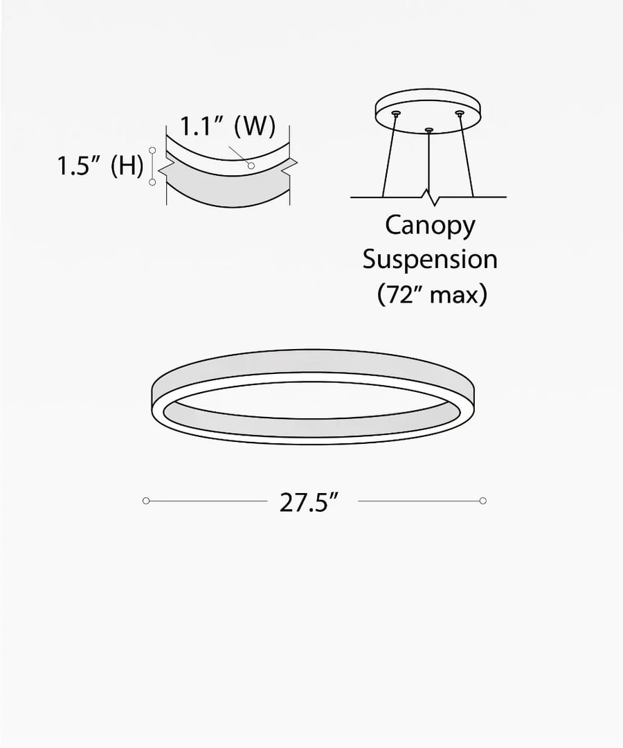27.5-Inch Round Chandelier Slim LED Ring Pendant Light