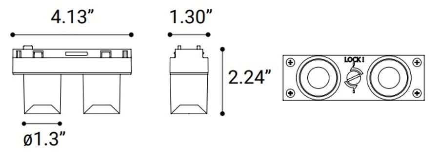35º Dual-Head Downlight Modular Track Component