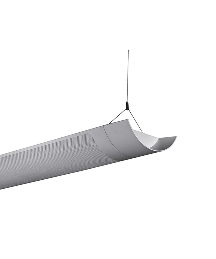 Alcon Lighting Marshal 10118-8 Full Perforated T8 and T5HO Fluorescent Architectural Linear 8 Foot Suspended Light Fixture – Uplight (Direct) and Downlight (Indirect)