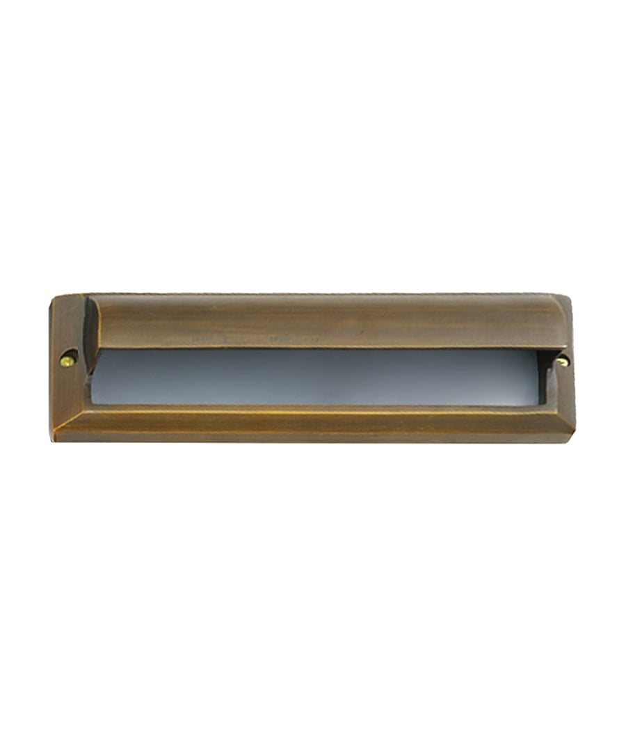 Low-Voltage Flush Mount Hooded Brass LED Step Light