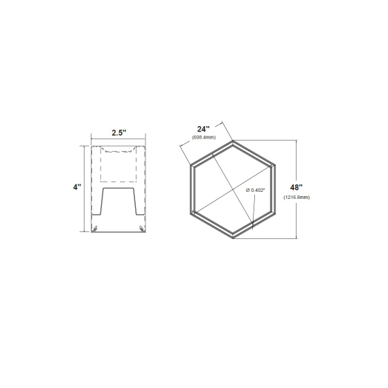 2.5-Inch Hexagon LED Flush Mount Linear Ceiling Light
