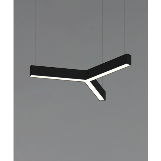 Alcon 12100-20-Y, suspended commercial pendant light shown in black finish and with a flush trim-less lens.