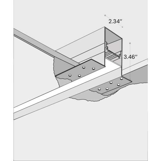 12100-21-R-R, recessed linear ceiling light shown with regressed lens