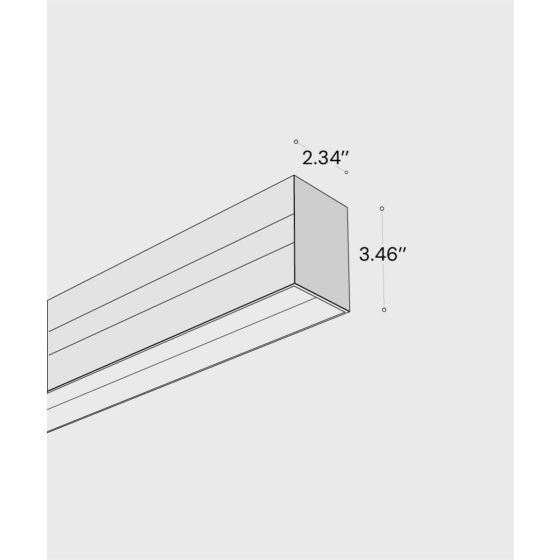 Alcon 12100-21-S-R, surface linear ceiling light shown in black finish with regressed lens