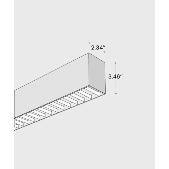 12100-22-S-L linear LED ceiling light shown with black finish and louver lens