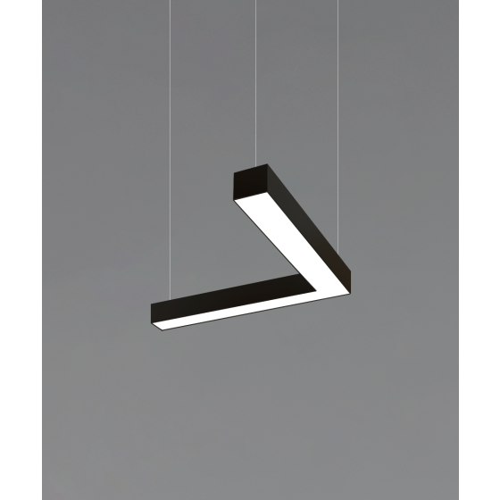 Alcon 12100-40-P-L L-Shaped pendant light shown with black finish and a flushed lens.