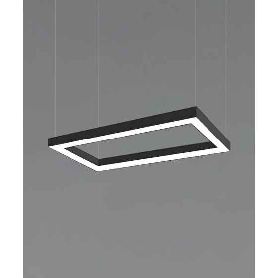 Alcon 12100-40-P-RC rectangular shaped pendant light shown in with black finish and a flushed lens.