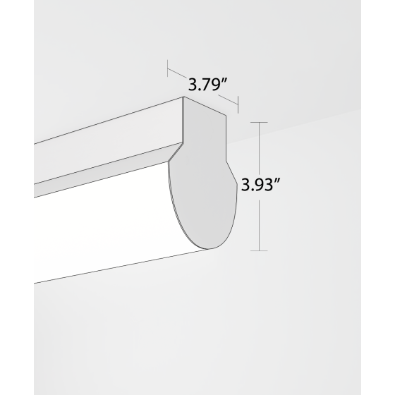 Alcon 12122-S, surface linear ceiling light shown in black finish and with a flush curved trim-less lens.