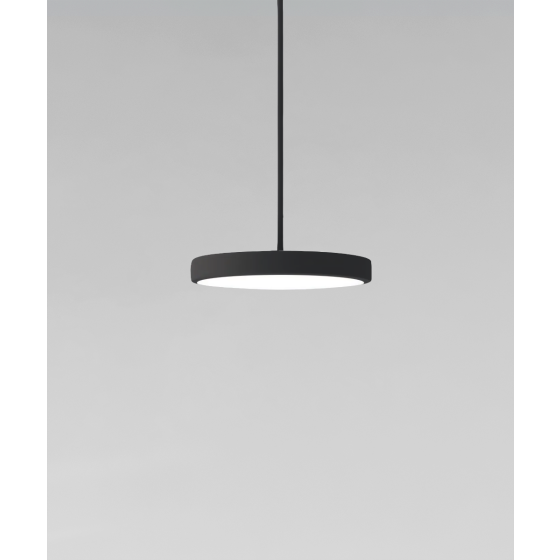 12182-5 LED disk light shown in a black finish with a flush polycarbonate frosted lens.