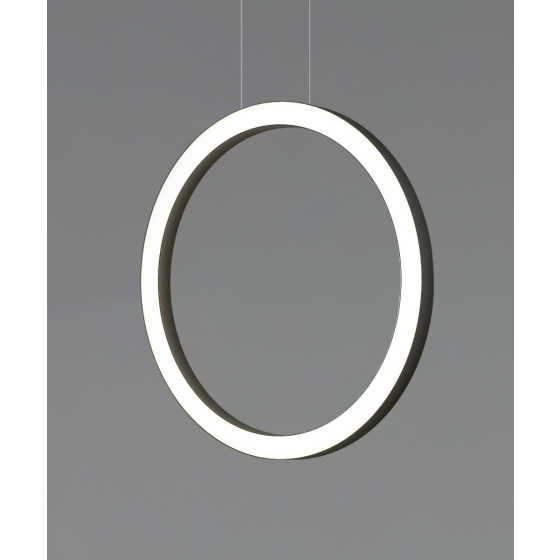 12254 vertical ring pendant light, shown in a black finish with a flush 360 vertical ring trimless lens.