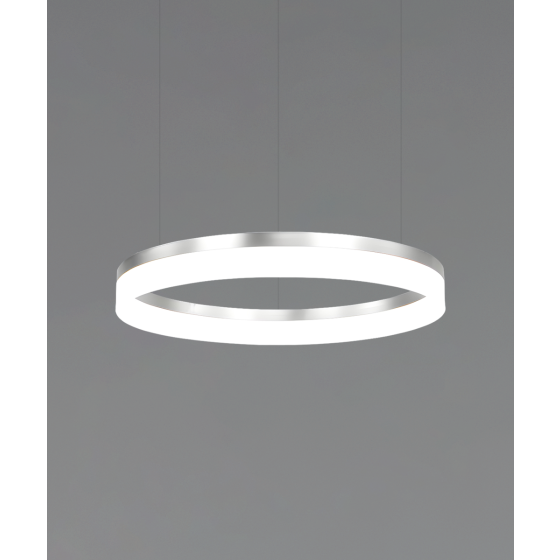 Alcon 12272-1-P, suspended commercial ring pendant light shown in silver finish and with a flush trim-less lens.