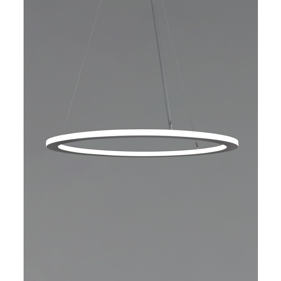 Alcon 12280-P, suspended commercial pendant light shown in silver finish and with a flush trim-less lens.