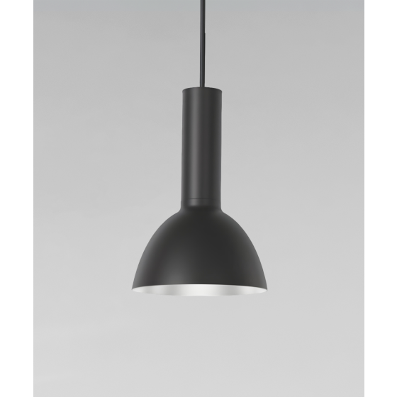 Alcon 12302-P-DM, suspended commercial pendant light shown in black finish and with a flush trim-less lens.
