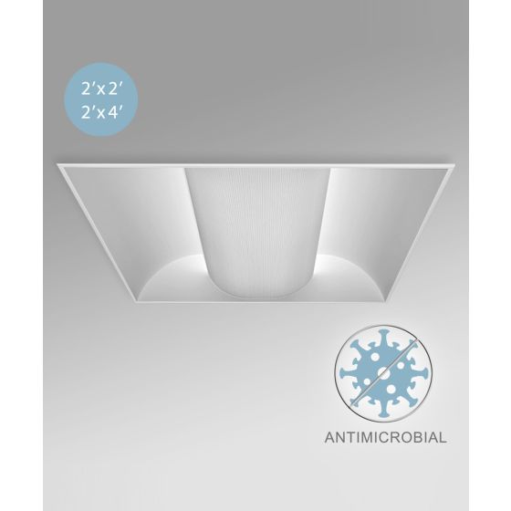 Antimicrobial Low-Profile Center-Basket LED Troffer Light